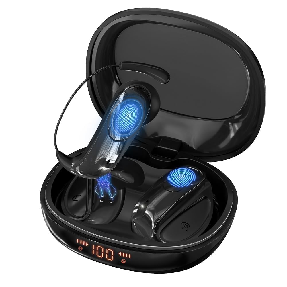 Bluetooth 6.0 Open-Ear Kopfhörer mit stabilem Sitz, 13mm Bass-Treiber, ENC Rauschunterdrückung, IPX5