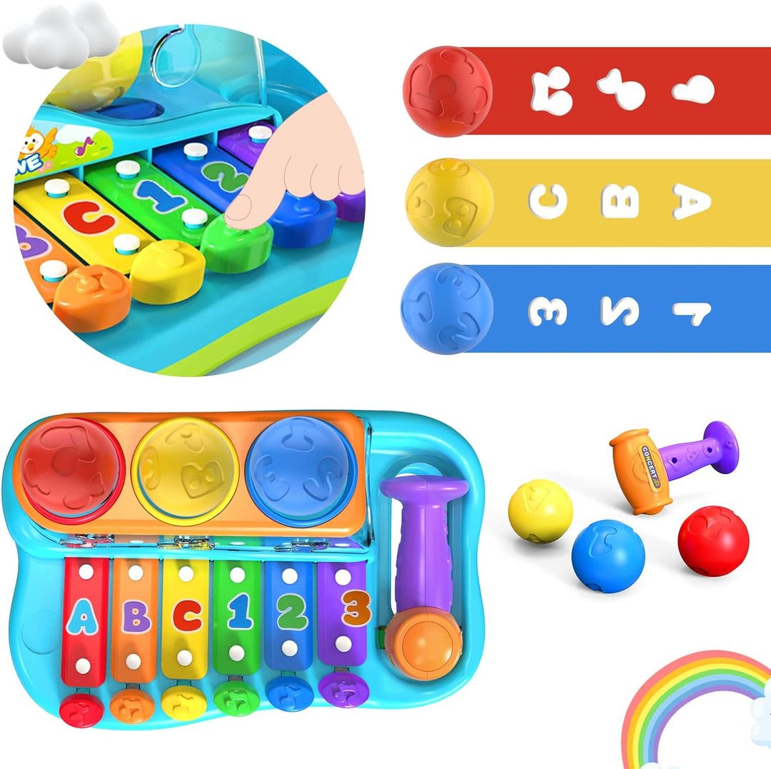 Yerloa Xylophon mit Hammerspiel Spielzeug , Baby Musikspielzeug ab 1 Jahr, Musikinstrument Keyboard