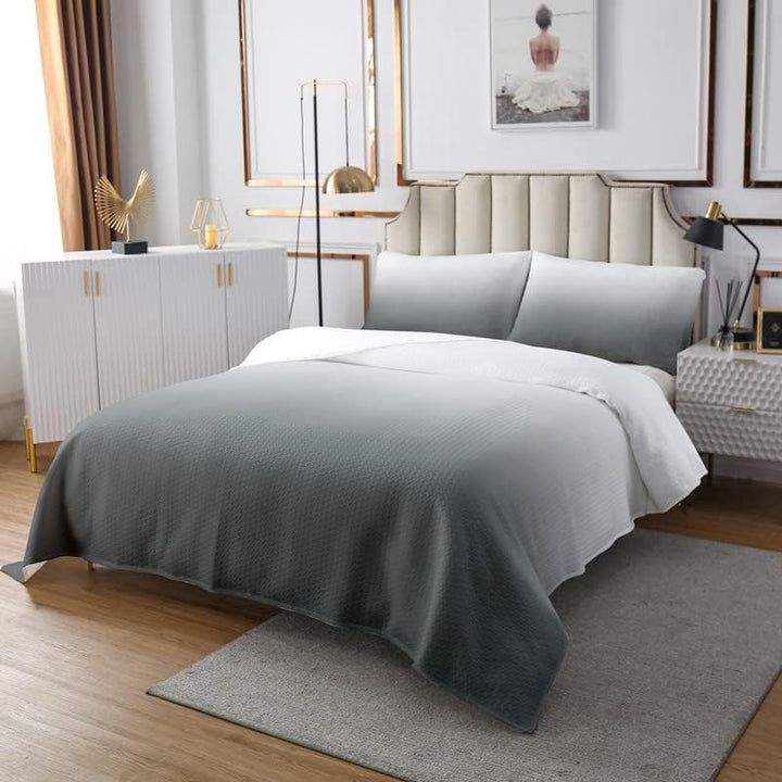 Tagesdecke mit Farbverlauf grau Ombre gesteppt grau weiss Tagesdecke Set für Kinder Jungen Mädchen F