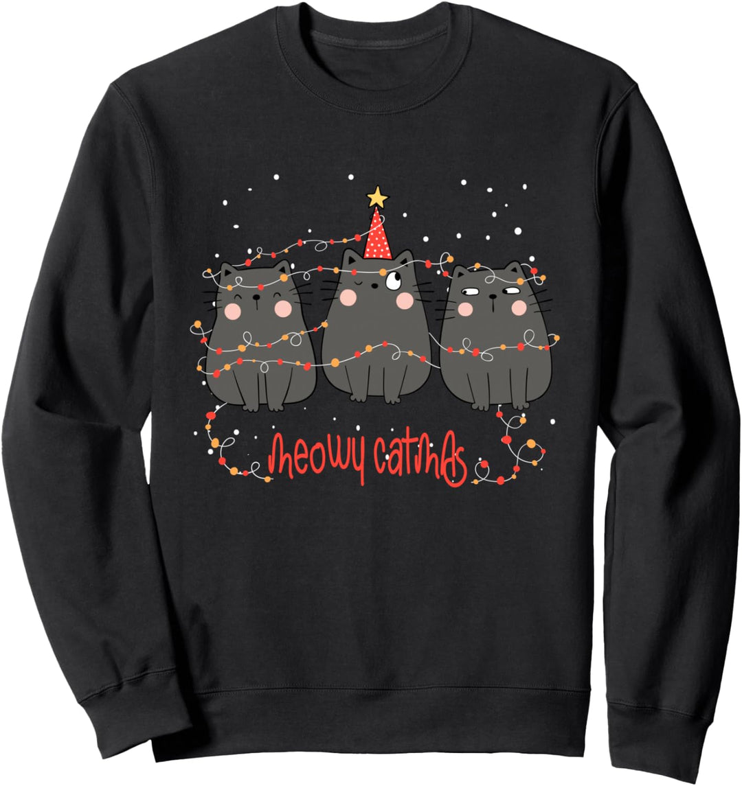 Katze Kätzchen Meowy Catmas Weichnachts Weihnachten Katzen Sweatshirt