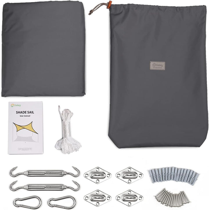 Sekey Sonnensegel Wasserdicht 2x3m Rechteckig mit Edelstahl Befestigungs Kit PES Polyester, Sonnensc