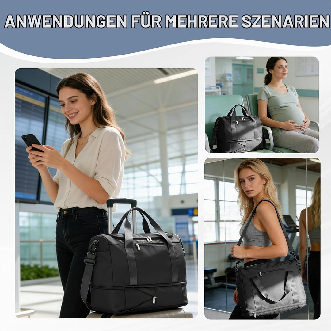 SEAFEW Reisetasche 24L, 40x30x20 Ryanair Handgepäck Tasche für Flugzeug Weekender Sporttasche Damen