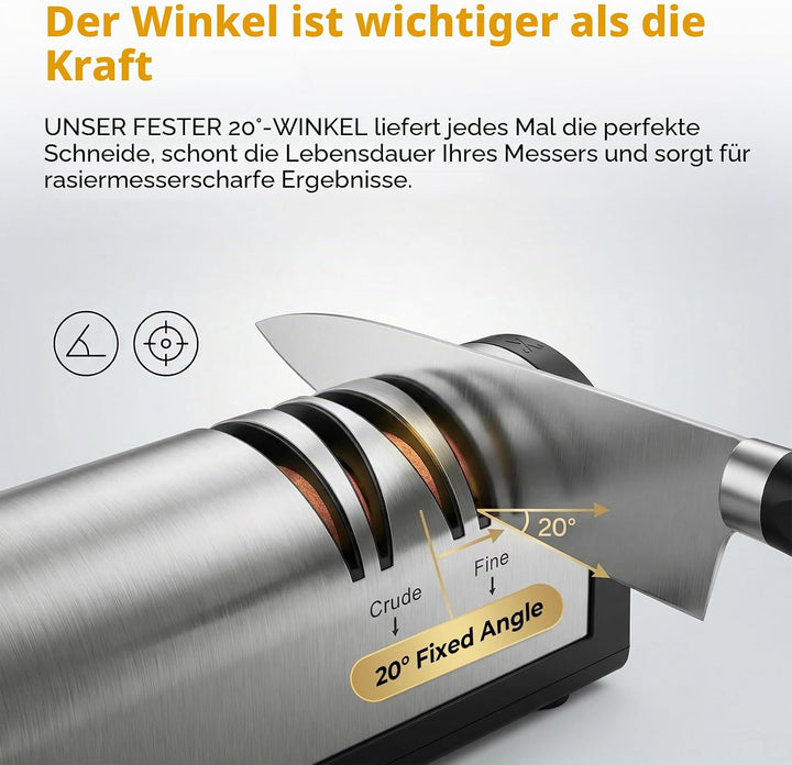 Flechazo Elektrischer Messerschärfer, USB-C Aufladbar, Tragbar, Kunststoff, für Grobe und Feine Klin