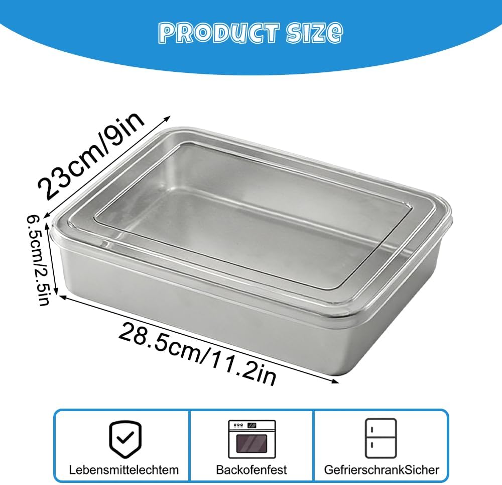 Kastenform Kuchen 28 x 22.5 x 6 cm Brotbackform Edelstahl Brotbackform für Brot, Kuchen, Tiramisu, T