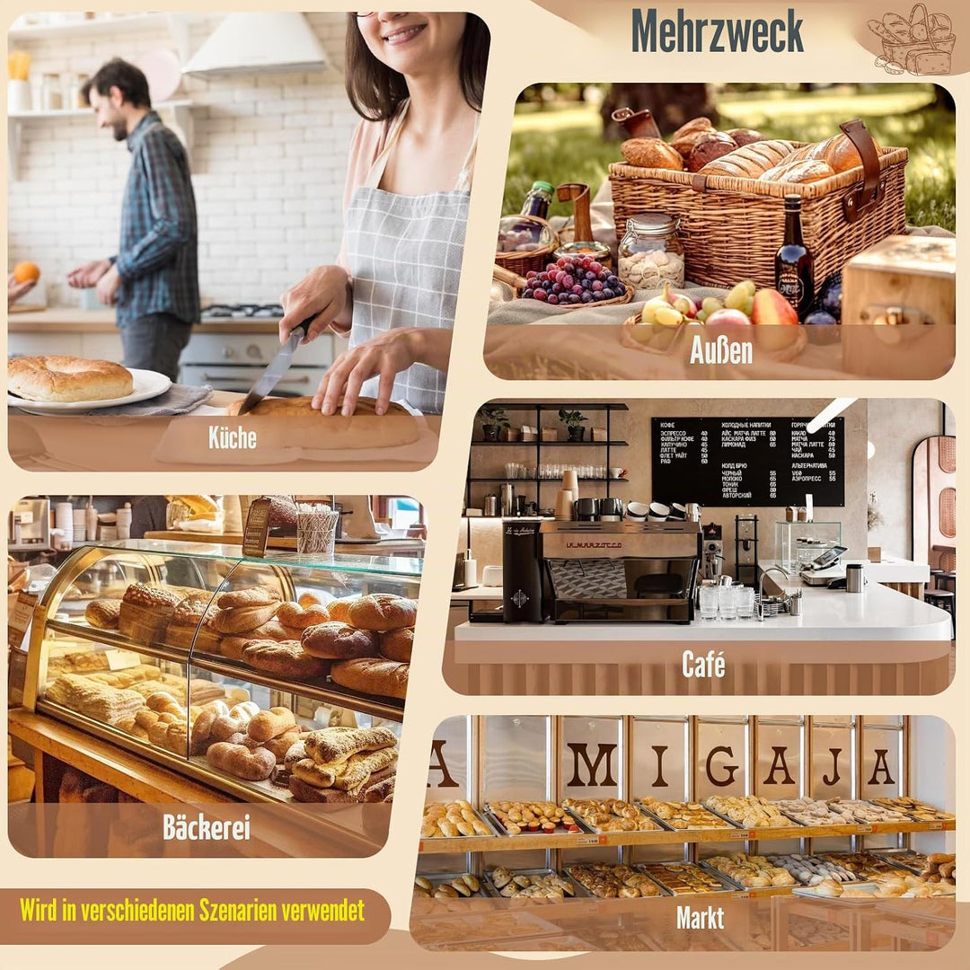 2 Stück 43 * 32,5cm Brotbeutel mit Bienenwachstuch Innenfutter Wiederverwendbare Brottüten Brot Obst