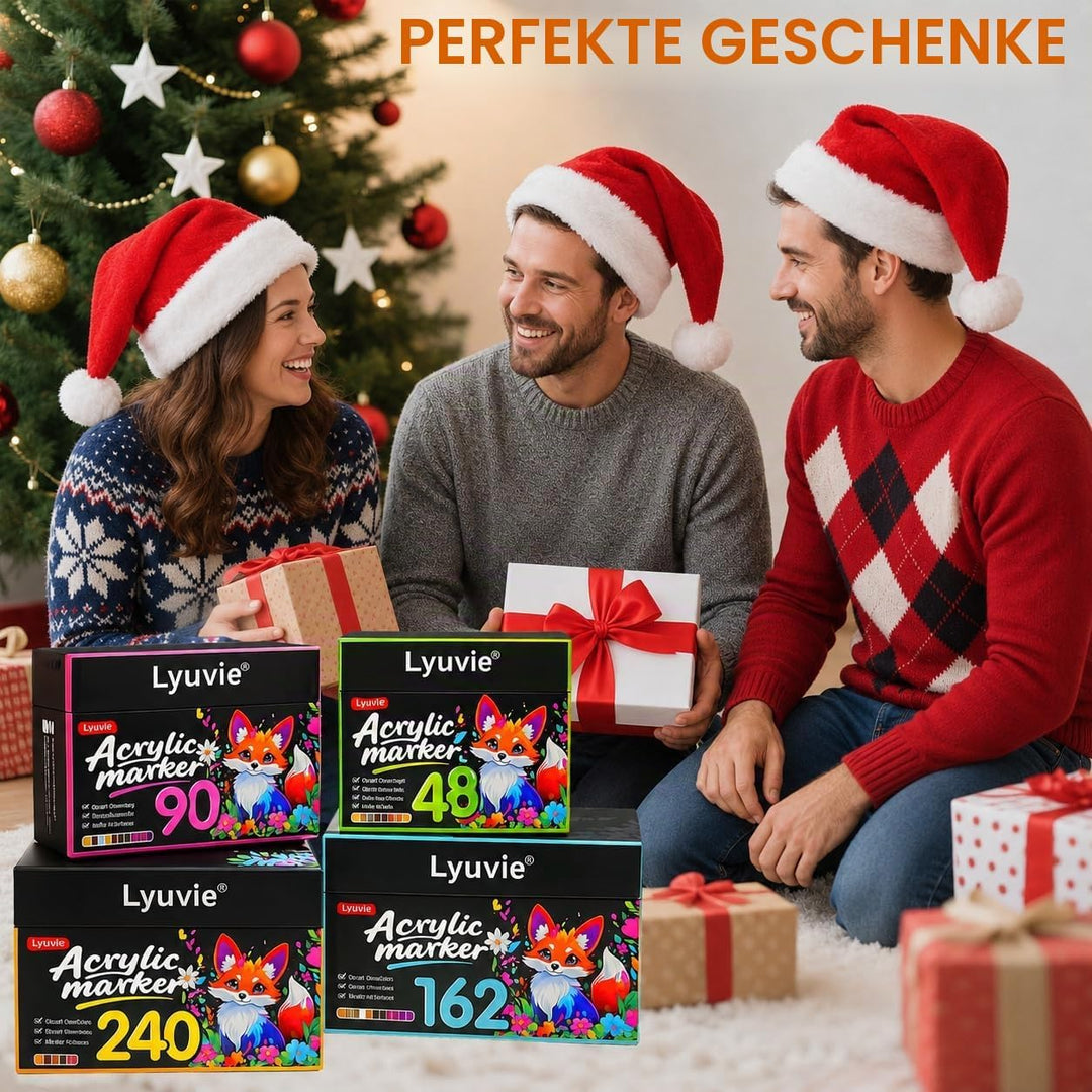 Lyuvie 240 Farben Acrylstifte für Steine WasserfestSet, Permanente Acrylic Paint Brush Marker Acryls