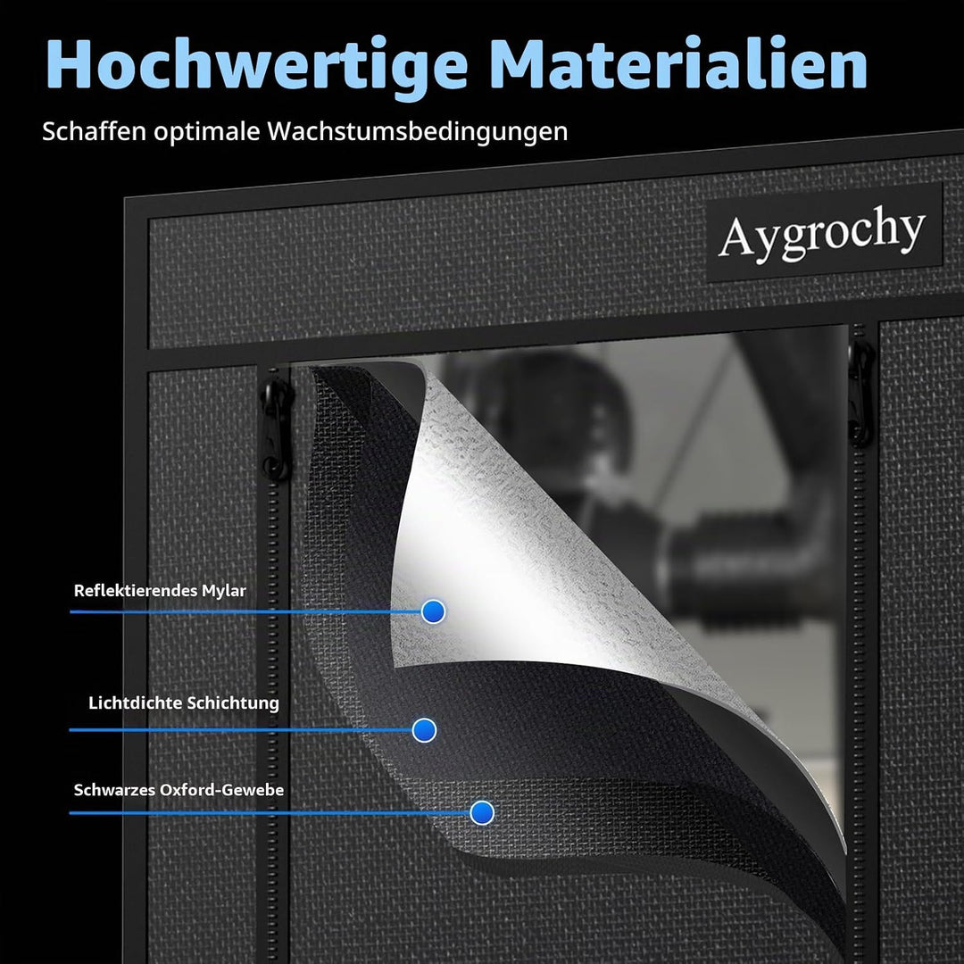 Aygrochy Growzelt 100x100x200cm, Indoor Grow Tent mit Reflektierende Mylar Zuchtzelte, abnehmbaren B