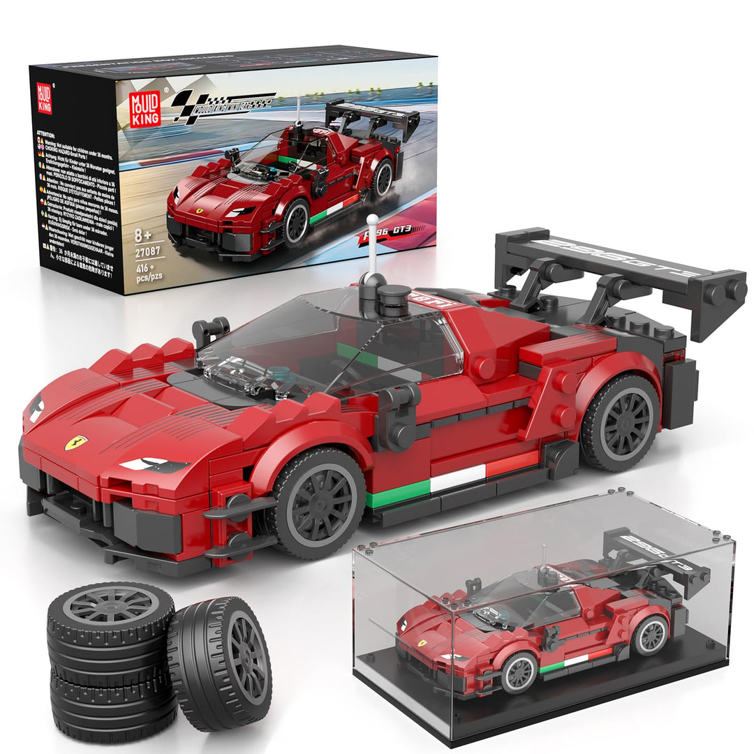 Mould King 27087 Technik Sportwagen Bausteinsets mit Acryl Vitrine Modellautos zum Sammeln, Geschenk