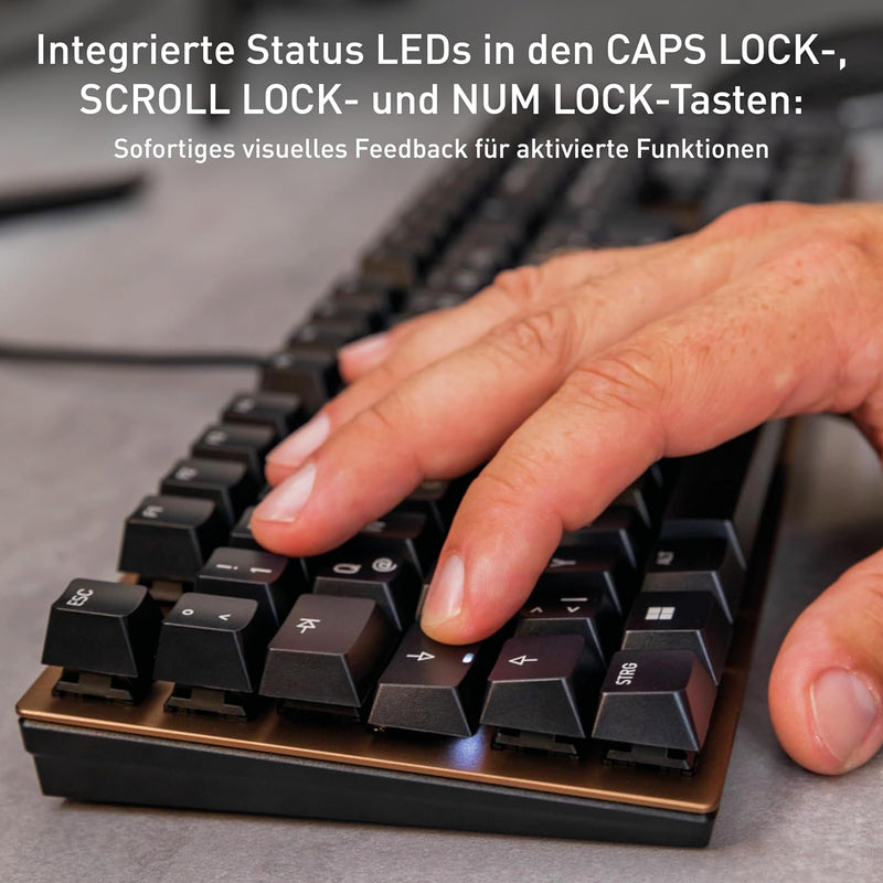 CHERRY KC 200 MX, mechanische Office-Tastatur, Deutsches Layout (QWERTZ), edles Design mit eloxierte