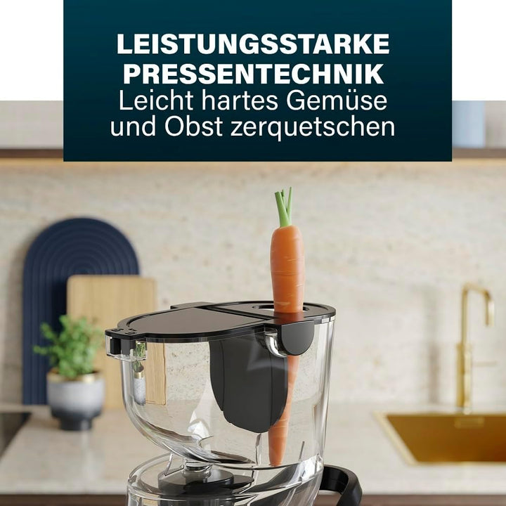 Princess 202045 Easy Fill Slow Juicer – Extra grosser Fülltrichter – Hoher Saftertrag