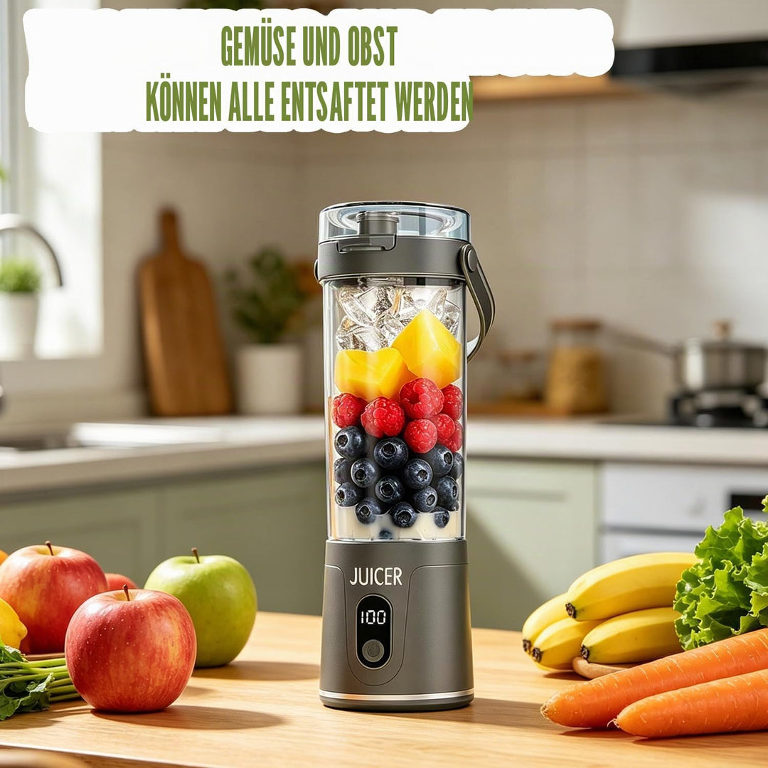 600ml Tragbarer Mixer Smoothie Maker to Go, Mini Standmixer, USB Aufladbarer, Kabellos Smoothie-Make