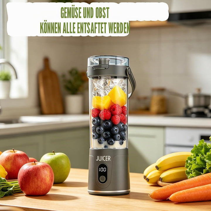 600ml Tragbarer Mixer Smoothie Maker to Go, Mini Standmixer, USB Aufladbarer, Kabellos Smoothie-Make