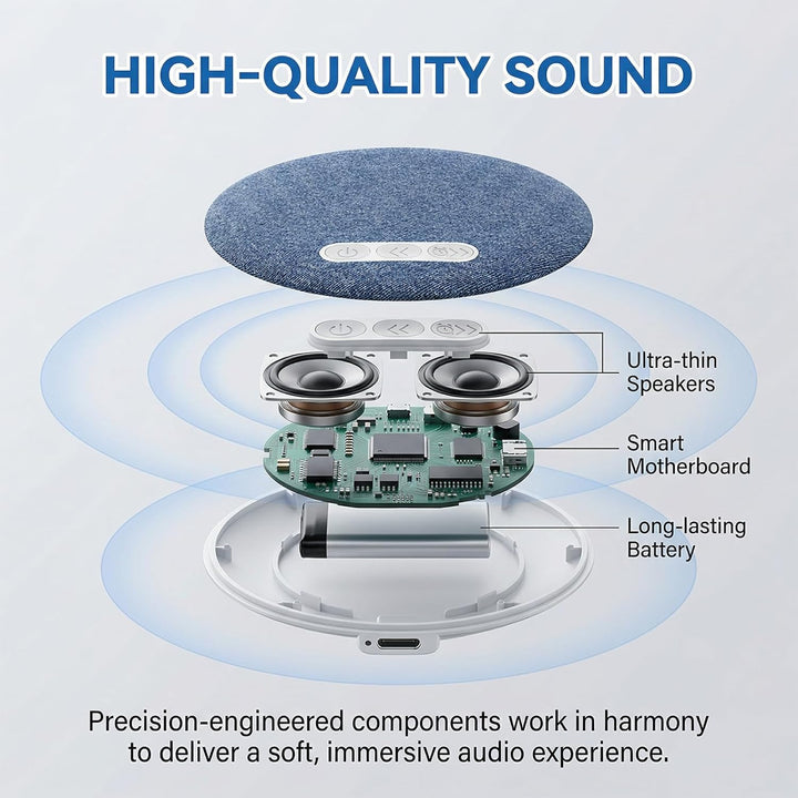 Kissenlautsprecher Bluetooth, Tragbarer Kopfkissen Lautsprecher mit Weisses Rauschen und Timer, Kabe