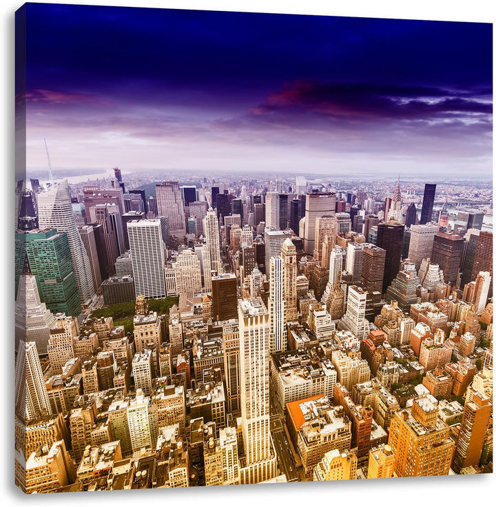 Pixxprint Skyline New York - Blick vom Dach des Empire State Building, Format: 70x70 als Leinwandbil