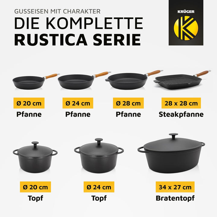 Krüger Gusseisen Gansbräter mit Deckel - emailliert - hohe Hitzebeständigkeit und sehr gute Wärmespe