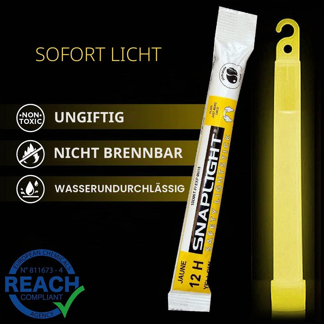 Cyalume SnapLight Knicklichter in Gelb (10-er Pack) - 15 cm Glow Sticks mit Haken am Ende - ultra he