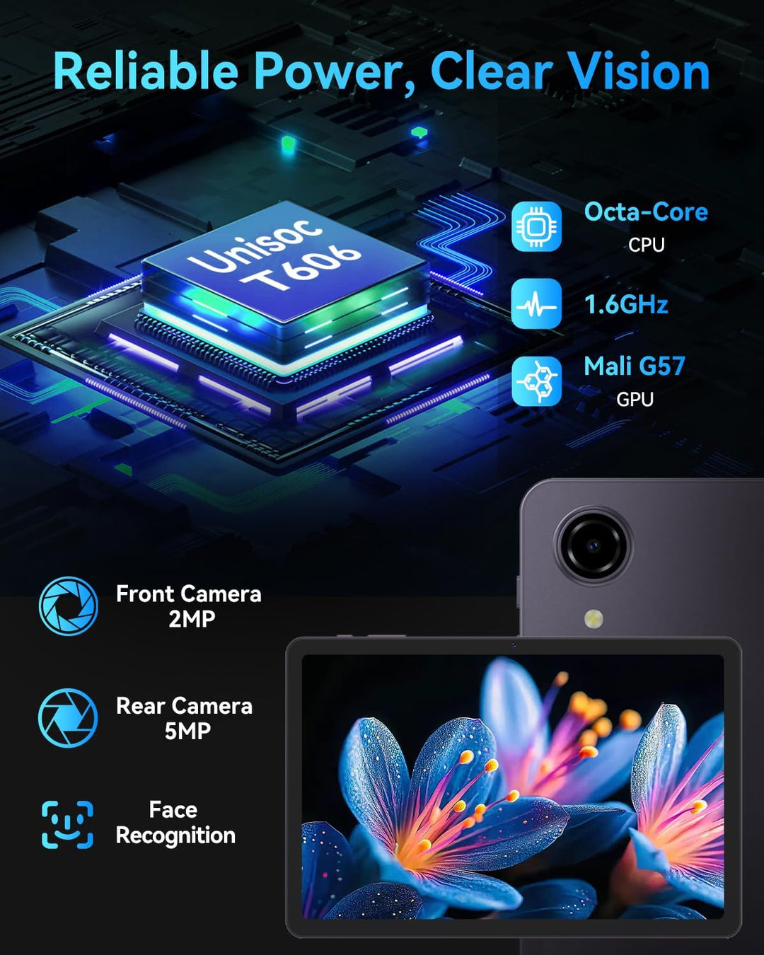 10,1 Zoll Android 16 Tablet mit Gemini AI丨120 Hz HD In-Cell Display丨16 (4+12) GB RAM 128 GB ROM 1 TB