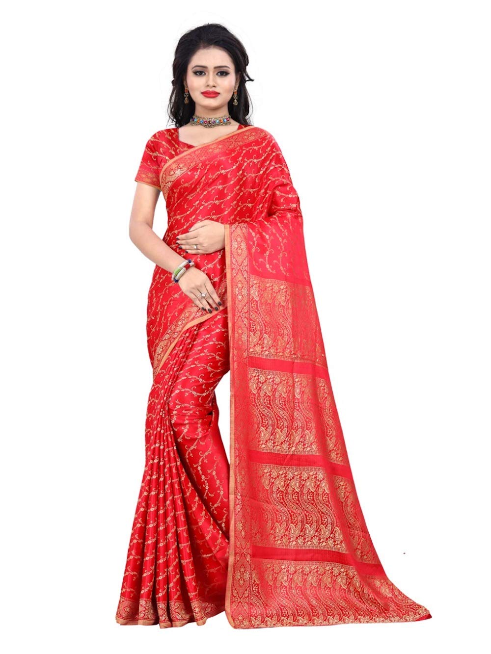 Trendofindia Bollywood Sari Kleid Rot CA103
