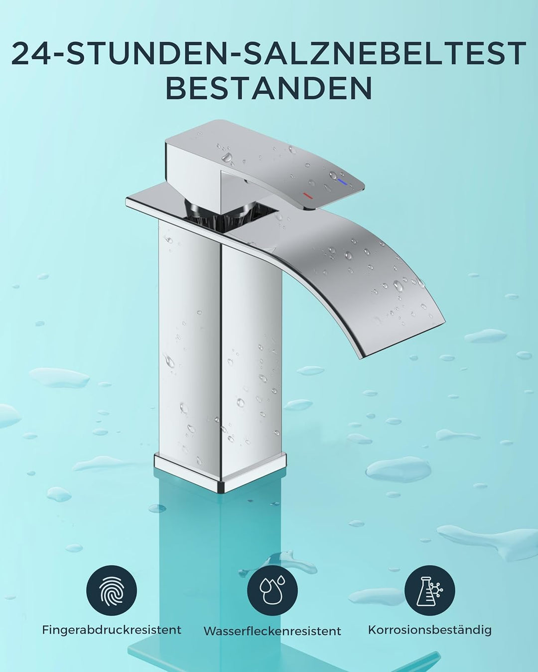 FORIOUS Wasserhahn Bad,Wasserfall Waschtischarmatur Einhandmischer Armatur Waschbecken mit Auslauf H