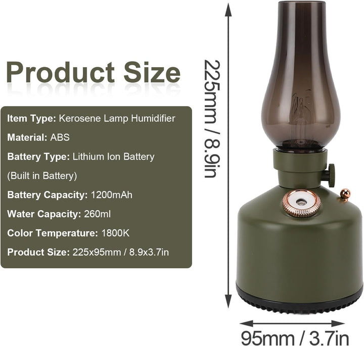 Luftbefeuchter -Vintage -Laterne mit Lampe, Kerosinlampe -Form Ruhigem Hausbefeuchter, Aromatherapie