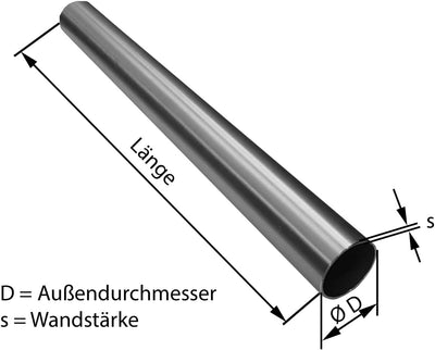 BASIT Edelstahlrohr Ø 48,3 x 2,0 mm (1 1/2 Zoll) V2A Edelstahl Geländer Rohr Rundrohr I geschliffen