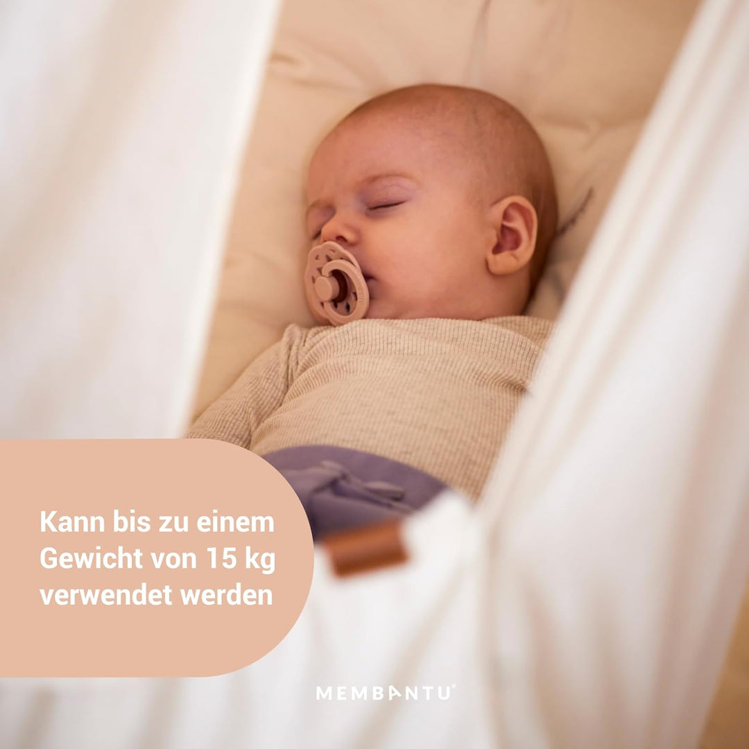 Premium Federwiegenset – Federwiege Premium aus 100% Bio-Baumwolle mit Öko-Wollmatratze, Baldachin &