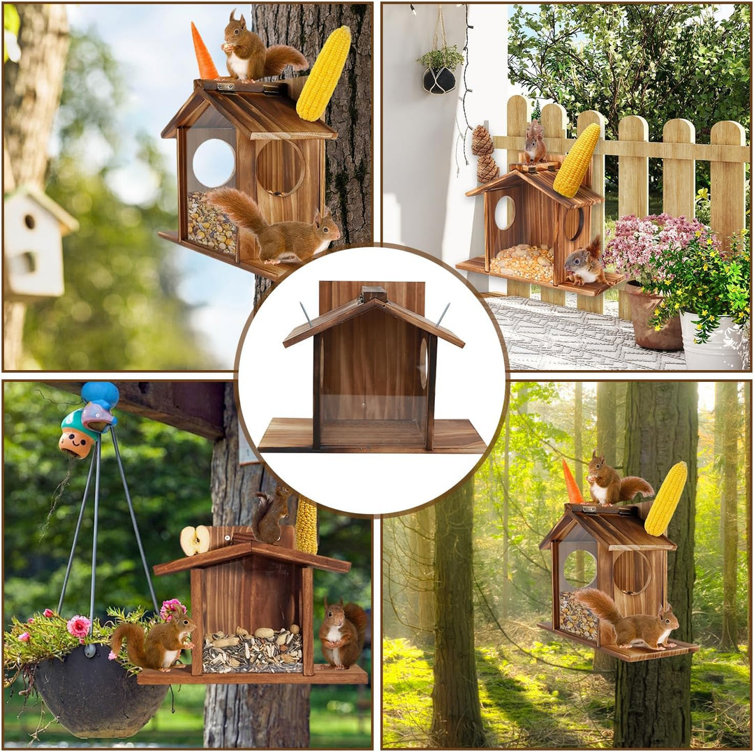 Eichhörnchen Futterhaus Wetterfest, Eichhörnchenhaus, Eichhörnchen Futterhaus aus Holz, Futterstatio