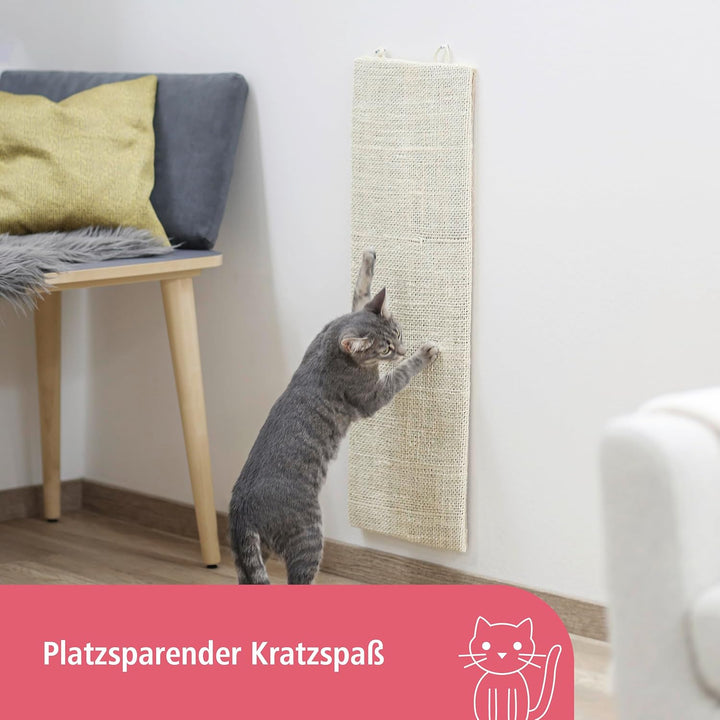 Kerbl Pet Kratzbrett Kevin, Krallenbrett, beige, 80x28cm, Holz, Sisal, Katzen, mit Fleece bezogene R