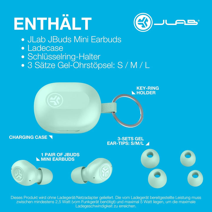 JLab JBuds Mini In Ear Kopfhörer kabellos Bluetooth, True Wireless Kopfhörer, 20+ Std Headphones, ka