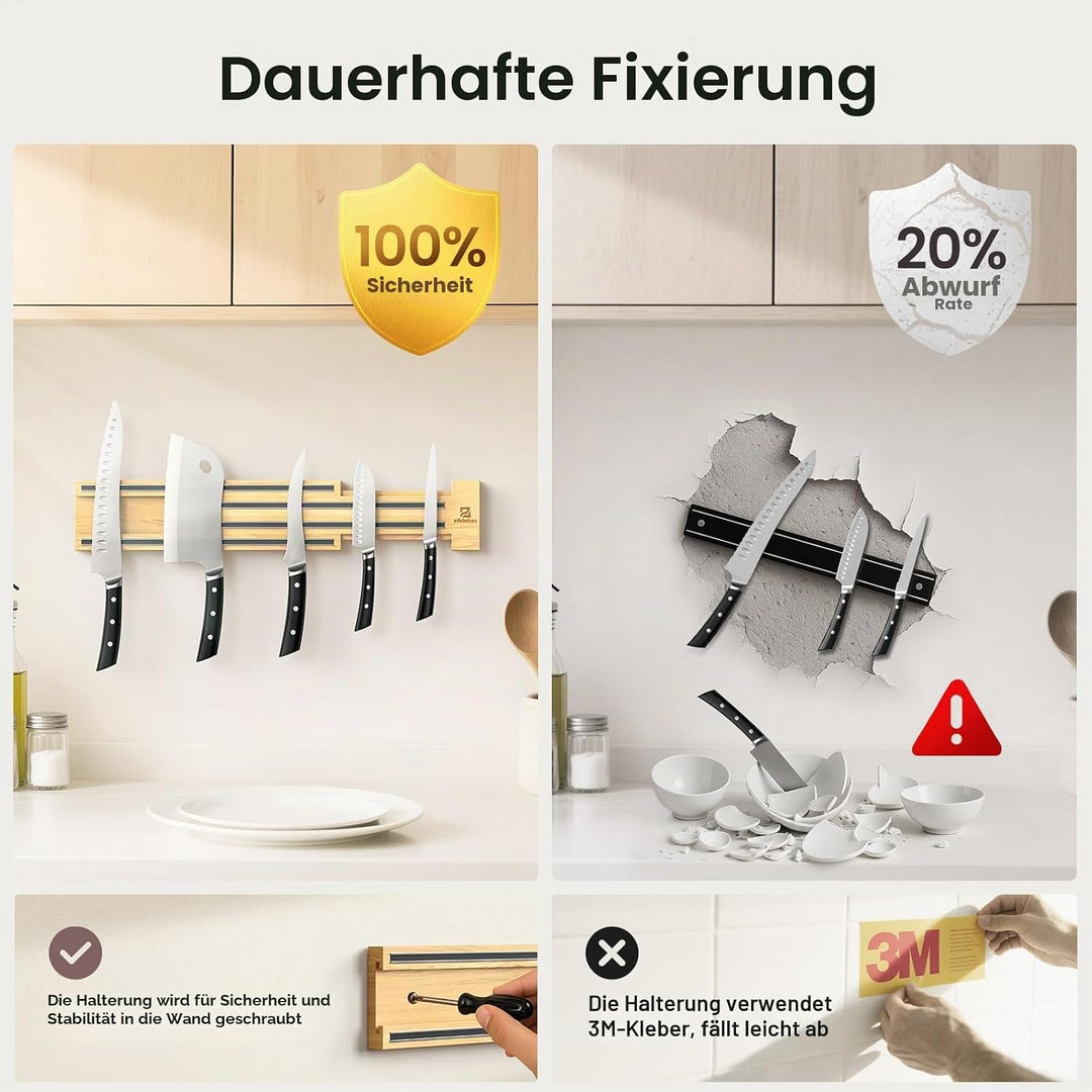 Erweiterbar Magnetleiste Messer mit Extra Starkem Magnet, von 40 bis 80cm Messerhalter Magnetisch Ho