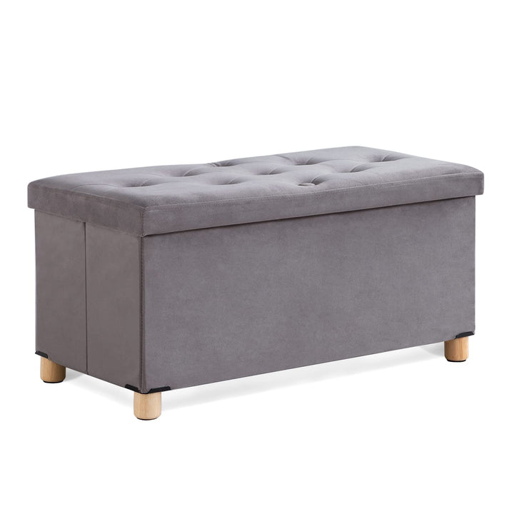 BRIAN & DANY Sitztruhe Sitzhocker Fusshocker mit Stauraum und Deckel mit Holzfüssen, 76 x 38 x 38 cm