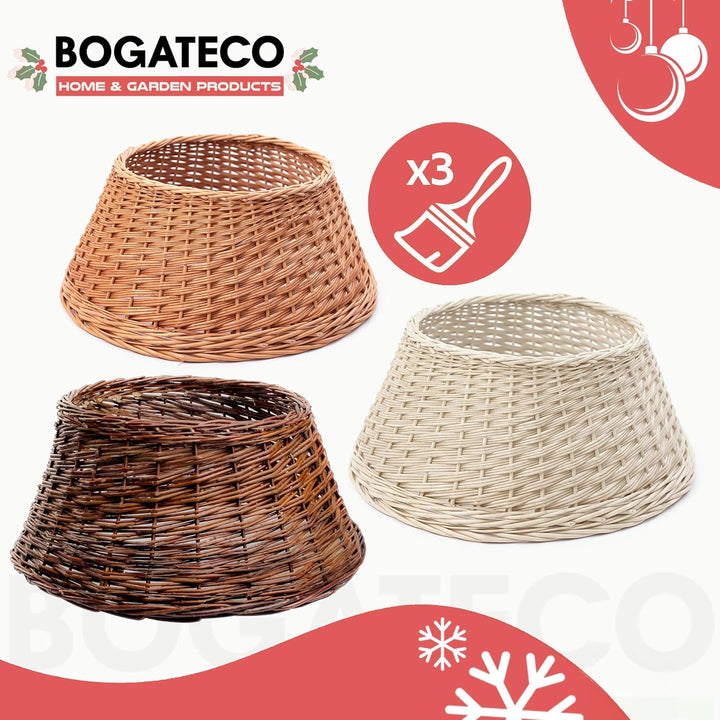 BOGATECO Weidenkorb für den Weihnachtsbaum 50cm Durchmesser | Weihnachtsbaum Rock aus Weide | Weihna