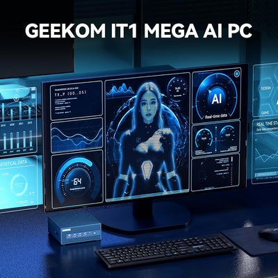 GEEKOM IT1 Mega Ultra-U5 125H AI Mini PC (bis zu 4,5 GHz), 32GB DDR5 und 1TB SSD Mini Computer, 2.5G