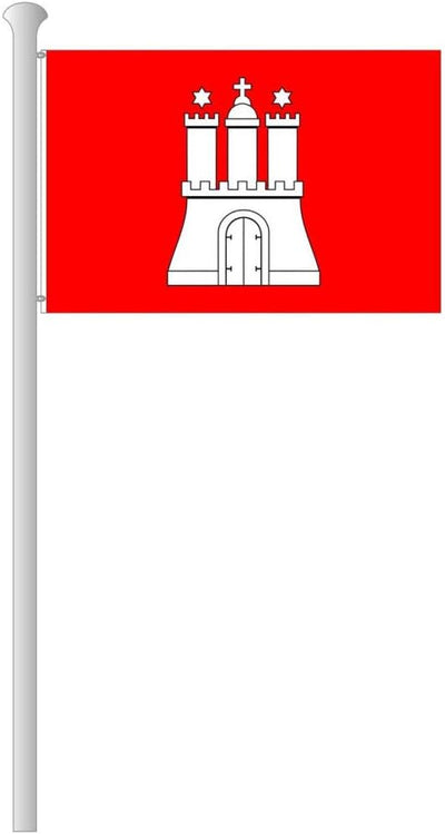 Deitert Bundesland-Flagge Hamburg – 120x80 cm Hamburg Fahne mit Wappen, Hissfahne aus reissfestem Po
