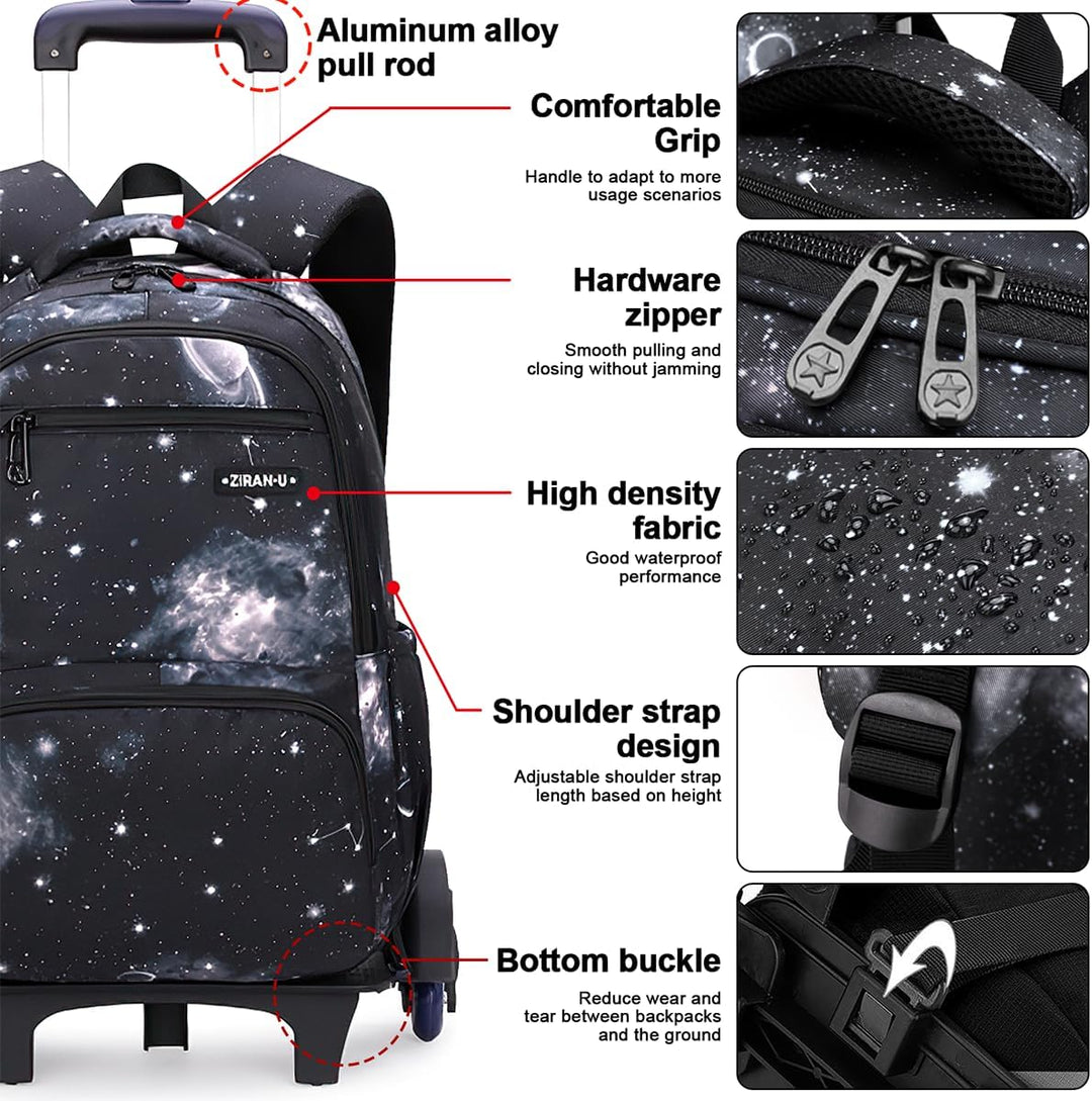 3pcs Schulrucksack Jungen mit Rollen Rucksack Trolley Kinder Schulrucksack mit Rollen Schultasche Tr