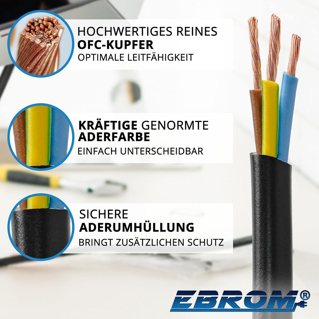 EBROM Schlauchleitung Gerätekabel -RUND- H05VV-F 3x1,5 mm², schwarz, 120 m | von 5 bis 150 m - flexi