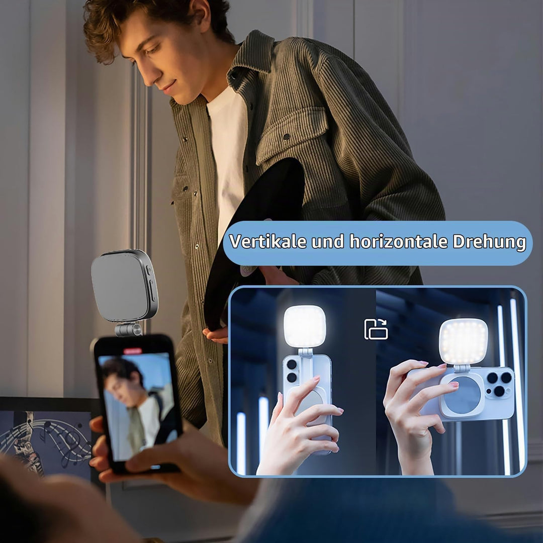 Das Magnetisch Drehbare Handy-Fülllicht mit Spiegel Eignet Sich für Verschiedene Mobiltelefone wie d