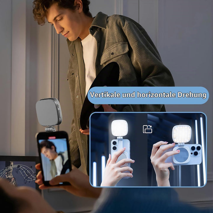 Das Magnetisch Drehbare Handy-Fülllicht mit Spiegel Eignet Sich für Verschiedene Mobiltelefone wie d