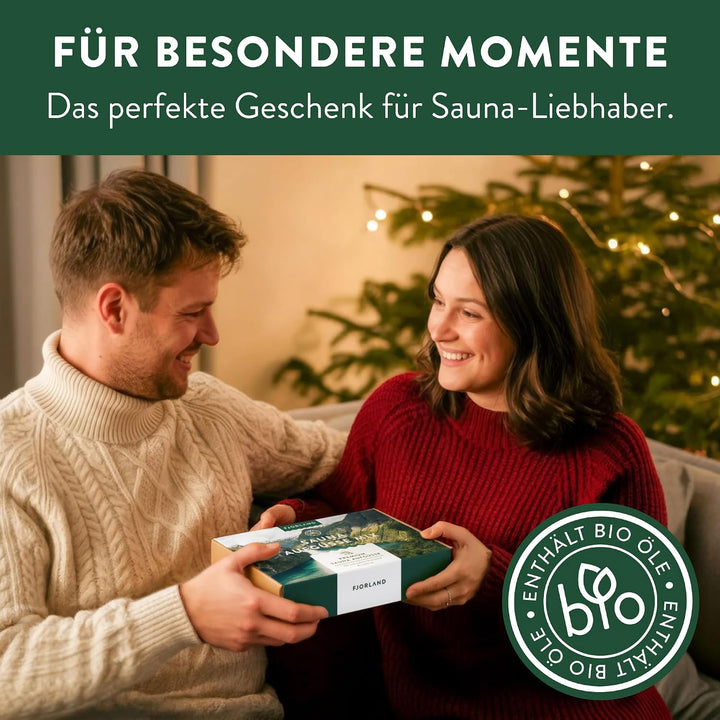 FJORLAND Saunaaufguss Set BIO - verschiedene Saunadüfte 4 x 100 ml - Premium Saunaaufgüsse als Sauna