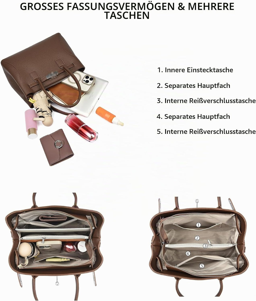 Travistar Handtasche Damen Mittelgross Umhängetasche Damen Tasche Elegante Schultertasche Kunstleder