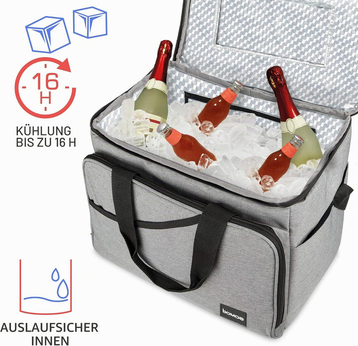 bomoe 25 Liter Kühltasche faltbar - Kühlbox inkl 2X Kühlakkus - Outdoor Isoliertasche mit 16h Kühlfu
