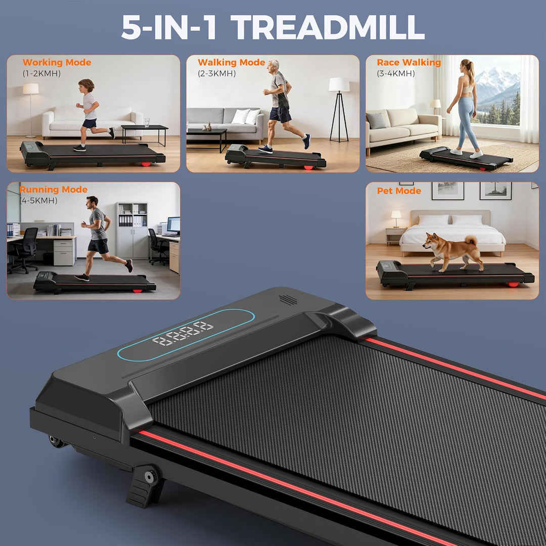 Walking Pad Laufband mit 5% Steigung für Zuhause und Büro | 2,5HP leiser Motor,RGB-Licht, Bluetooth