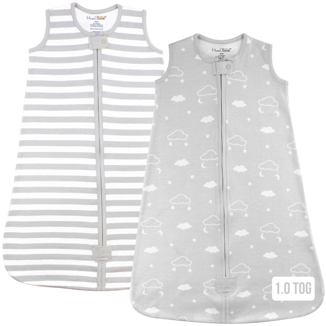 Baby Schlafsack 1.0 TOG, Bio-Baumwolle Baby tragbare Decke mit Zwei-Wege-Reissverschluss, Swaddle Tr