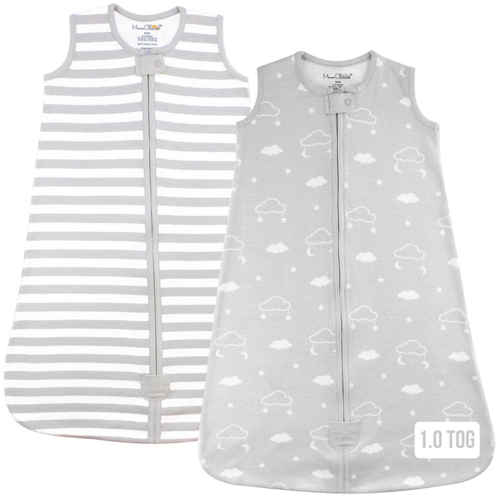 Baby Schlafsack 1.0 TOG, Bio-Baumwolle Baby tragbare Decke mit Zwei-Wege-Reissverschluss, Swaddle Tr