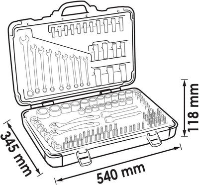 Vigor Steckschlüsselsatz (1/4, 3/8 und 1/2 Zoll, Ring-Maulschlüssel-Satz, Bits und Steckschlüssel fü