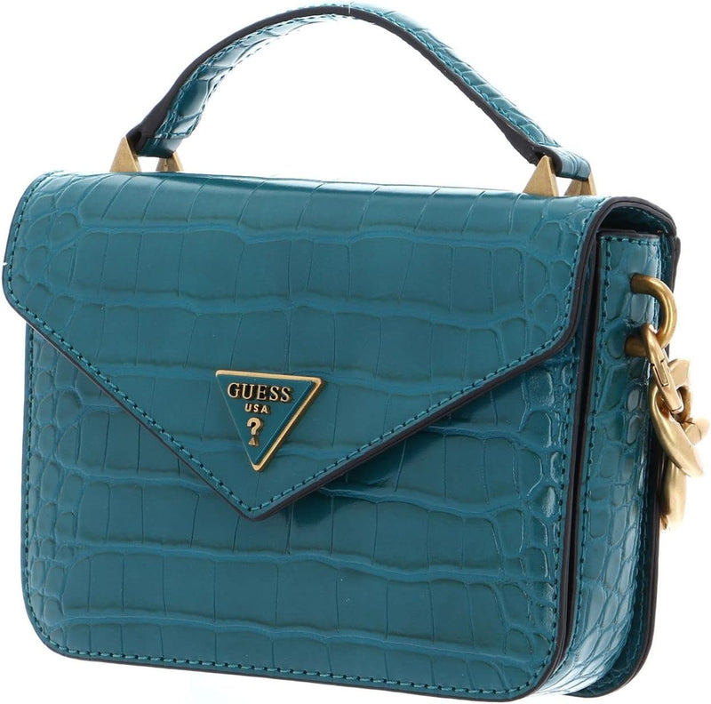 Guess Damen Retour Mini-griffklappe Schulranzen, Tragegriff Oben, Crossbody Blaugrün, Blaugrün