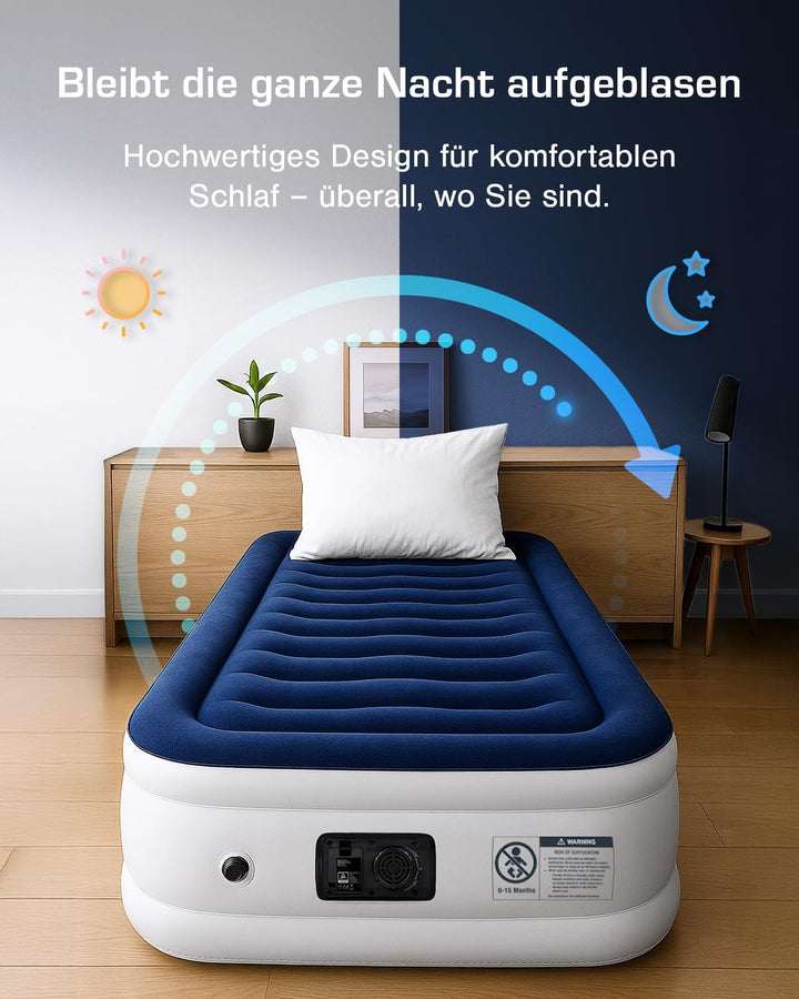 Active Era Luxus Einzel Luftbett – selbstaufblasendes, erhöhtes Einzelbett – Gästebett mit eingebaut