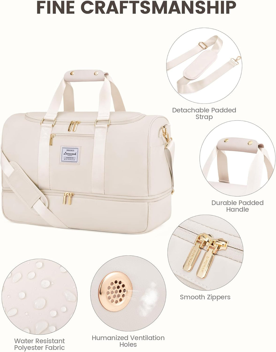 LOVEVOOK Sporttasche Reisetasche Gross, 50L Weekender Travel Duffle Bag mit Kulturtasche, Schuhfach