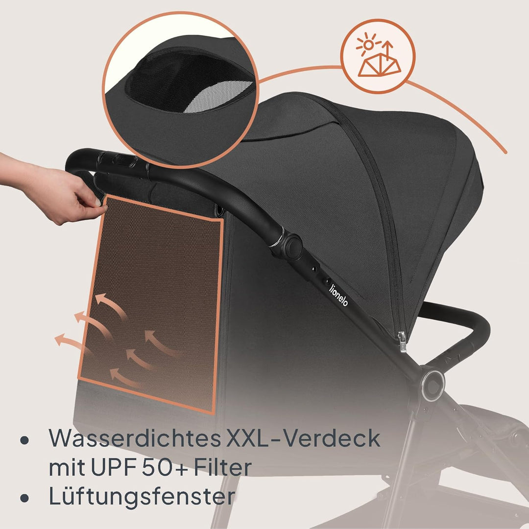 LIONELO MIRA Buggy bis zu 22 kg von 6 Monaten bis 4 Jahren Schwenkbare 360° Räder Volle Stossdämpfun