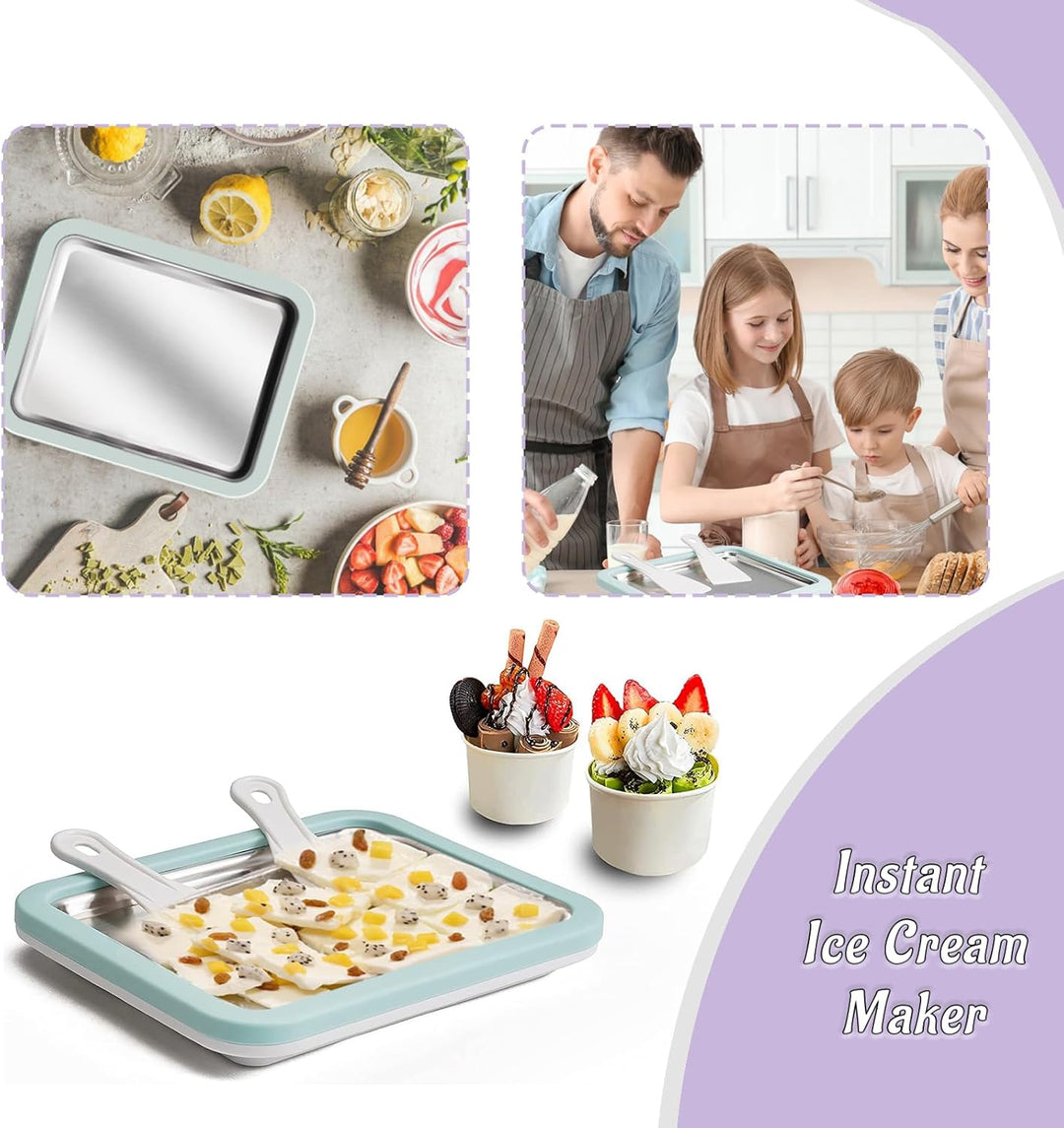 Eisplatte Eis Rolls zum Eis Machen DIY, Ice Cream Machine rolls maker mit 2 Spateln, Gelato Rollmasc